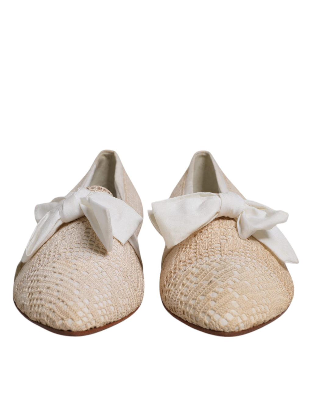 Beige ballerinasko med bånd i stoff