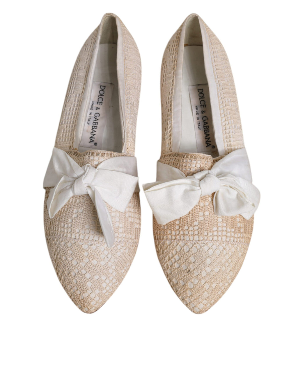 Beige ballerinasko med bånd i stoff