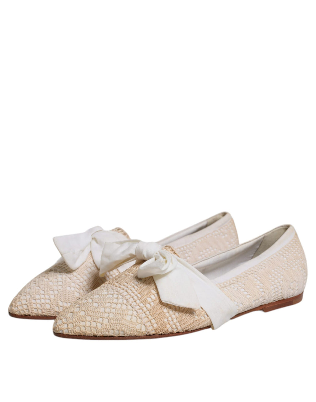Beige ballerinasko med bånd i stoff