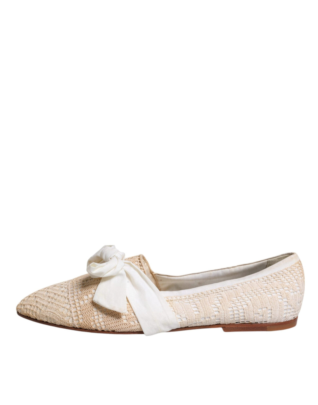 Beige ballerinasko med bånd i stoff