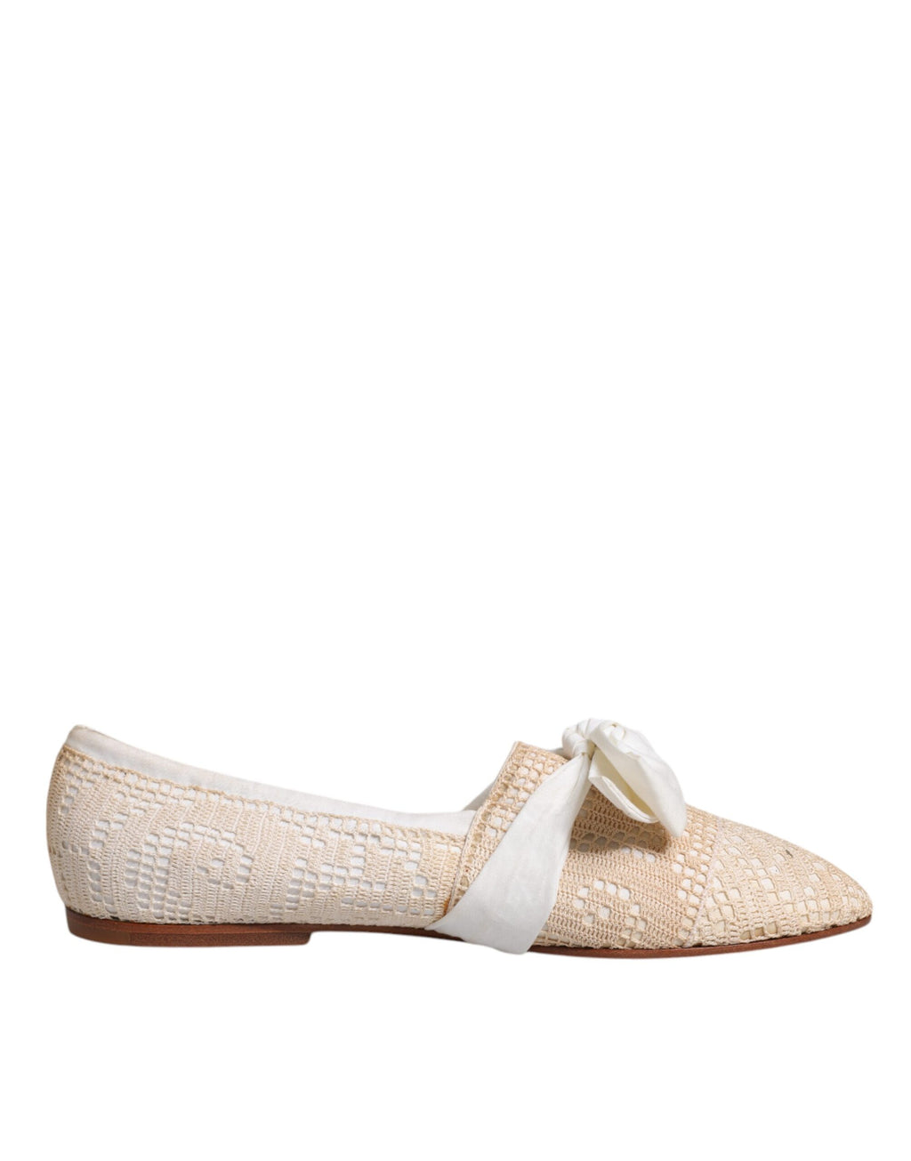 Beige ballerinasko med bånd i stoff