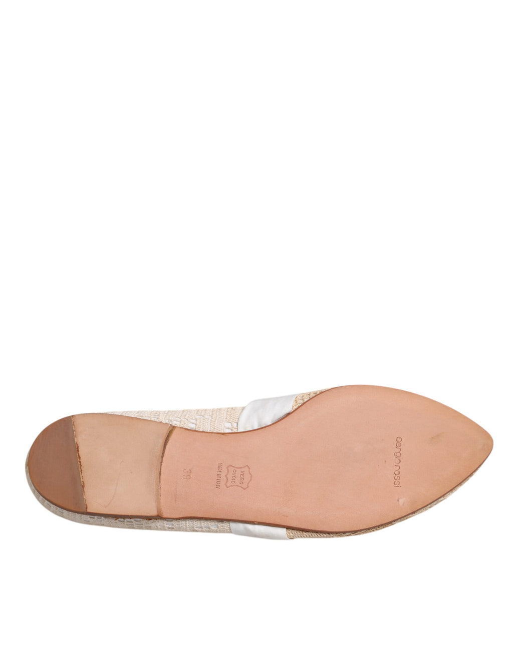 Beige ballerinasko med bånd i stoff
