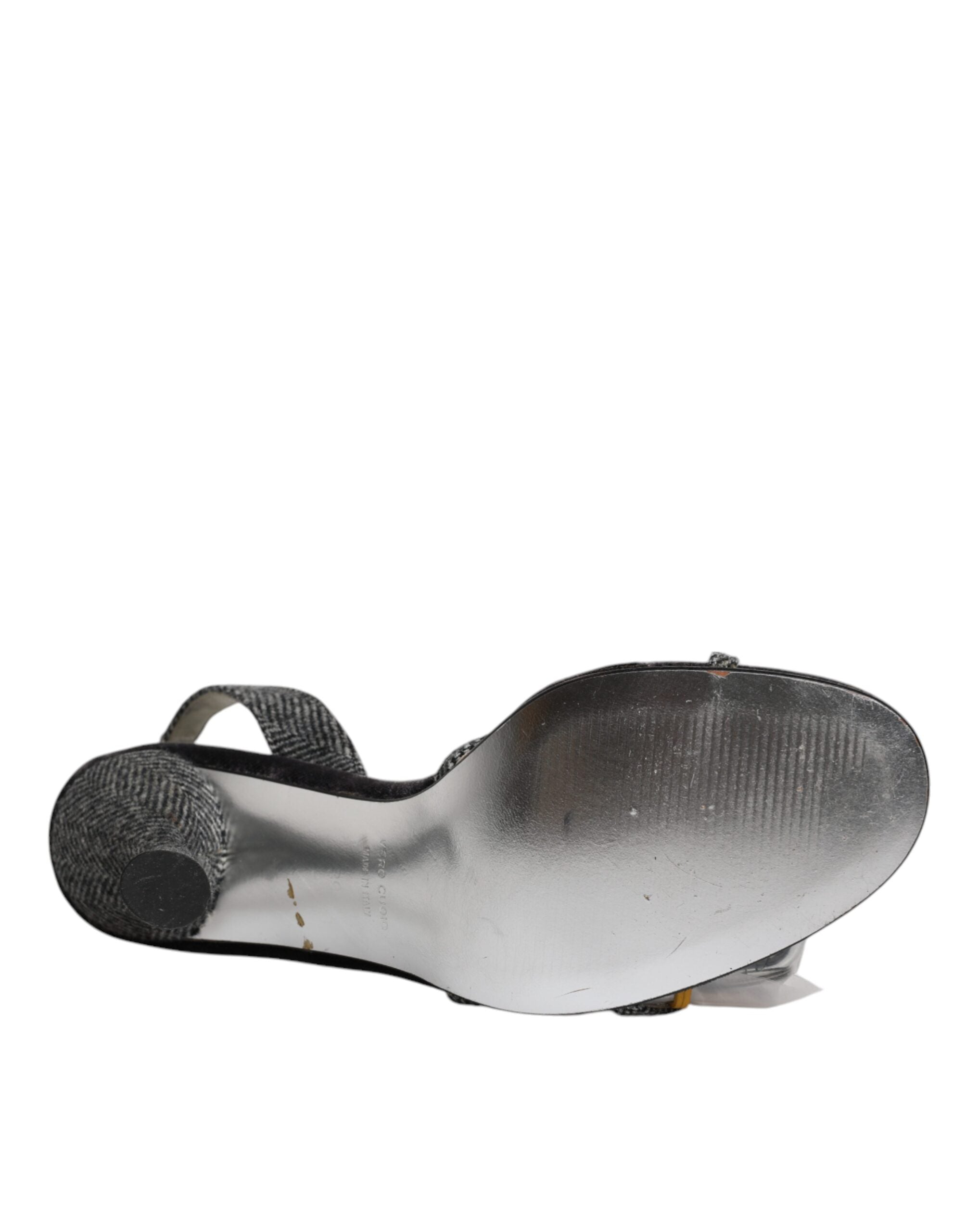 Svarta Chevron Högklackade Sandaler Skor