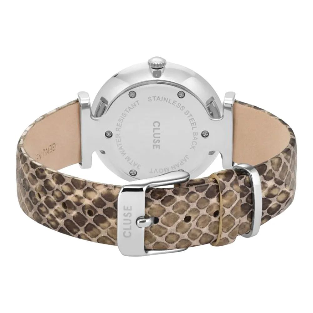 Beige läderklocka