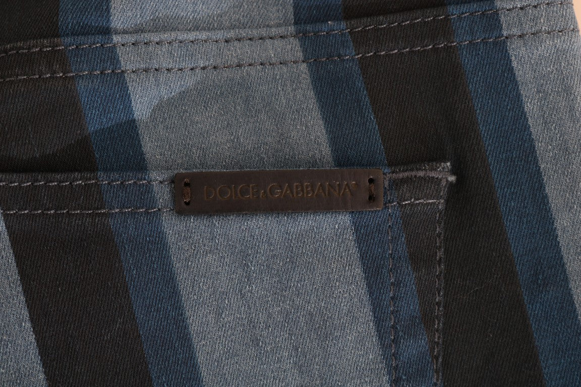 Dolce &amp; Gabbana Blå randiga bomullsjeans med flickmönster