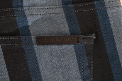 Dolce &amp; Gabbana Blå randiga bomullsjeans med flickmönster
