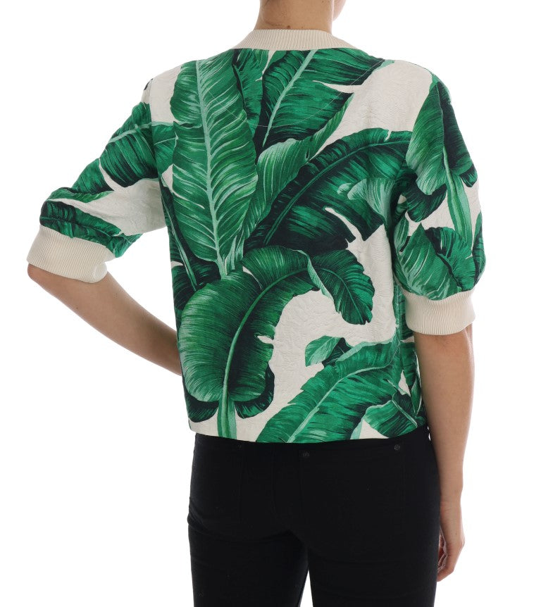 Ananas-banan-paljetter-genser med rund hals