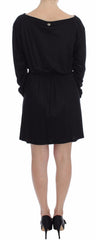 Versace Jeans Black Modal Silk Shift Knee Dress