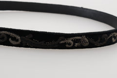 Dolce & Gabbana Black Cotton Royal Bee Embroidery Belt