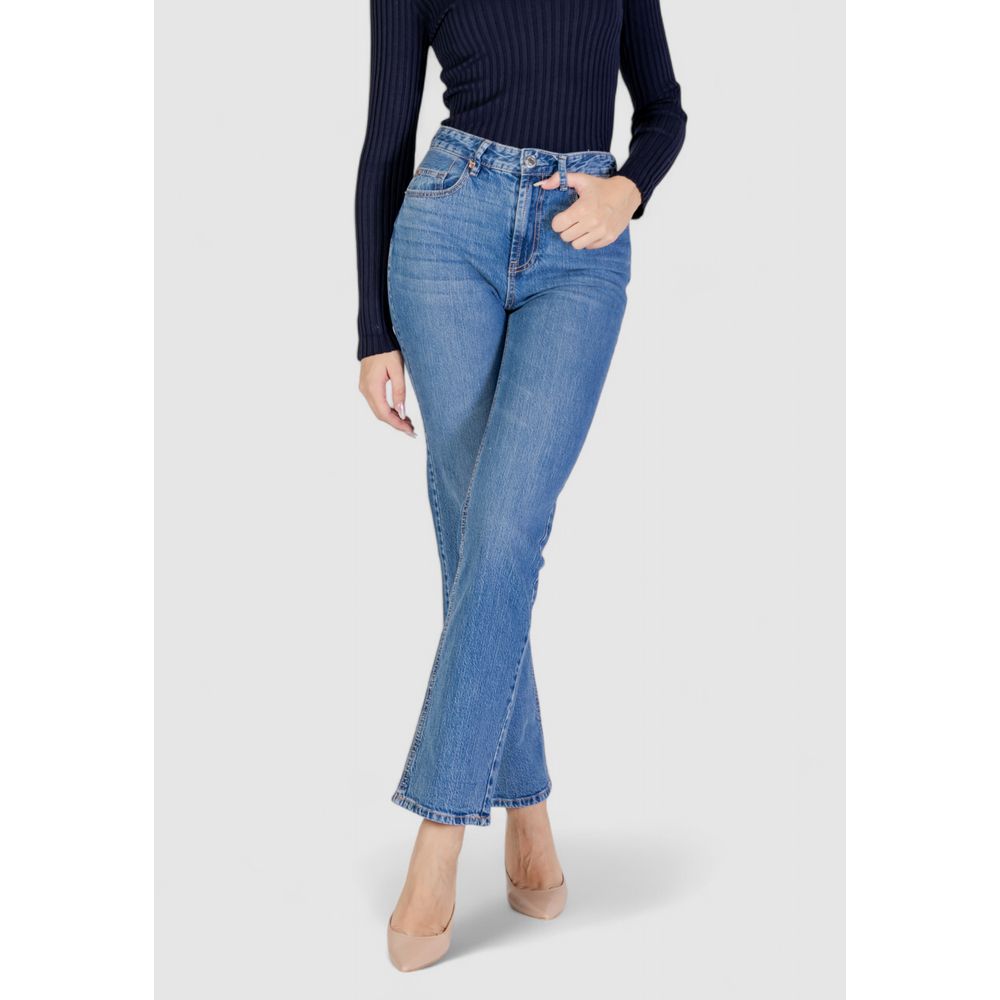 Ljusblå bomullsmomjeans