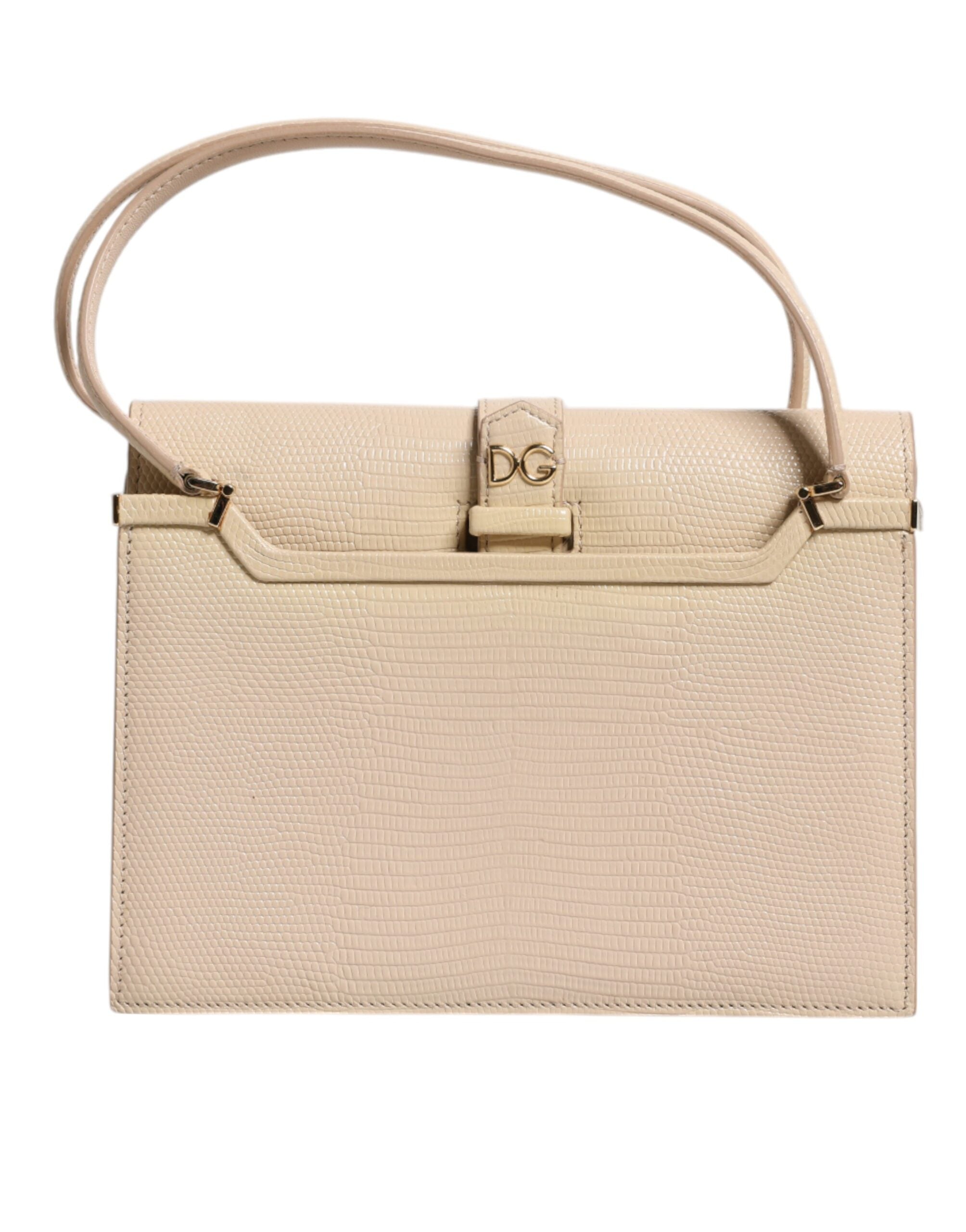 Beige läder Ingrid axelväska med topphandtag