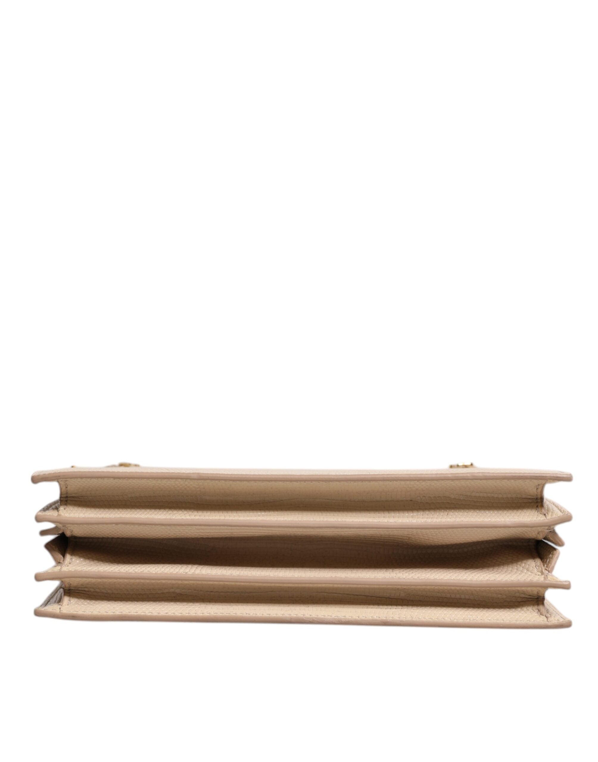 Beige läder Ingrid axelväska med topphandtag