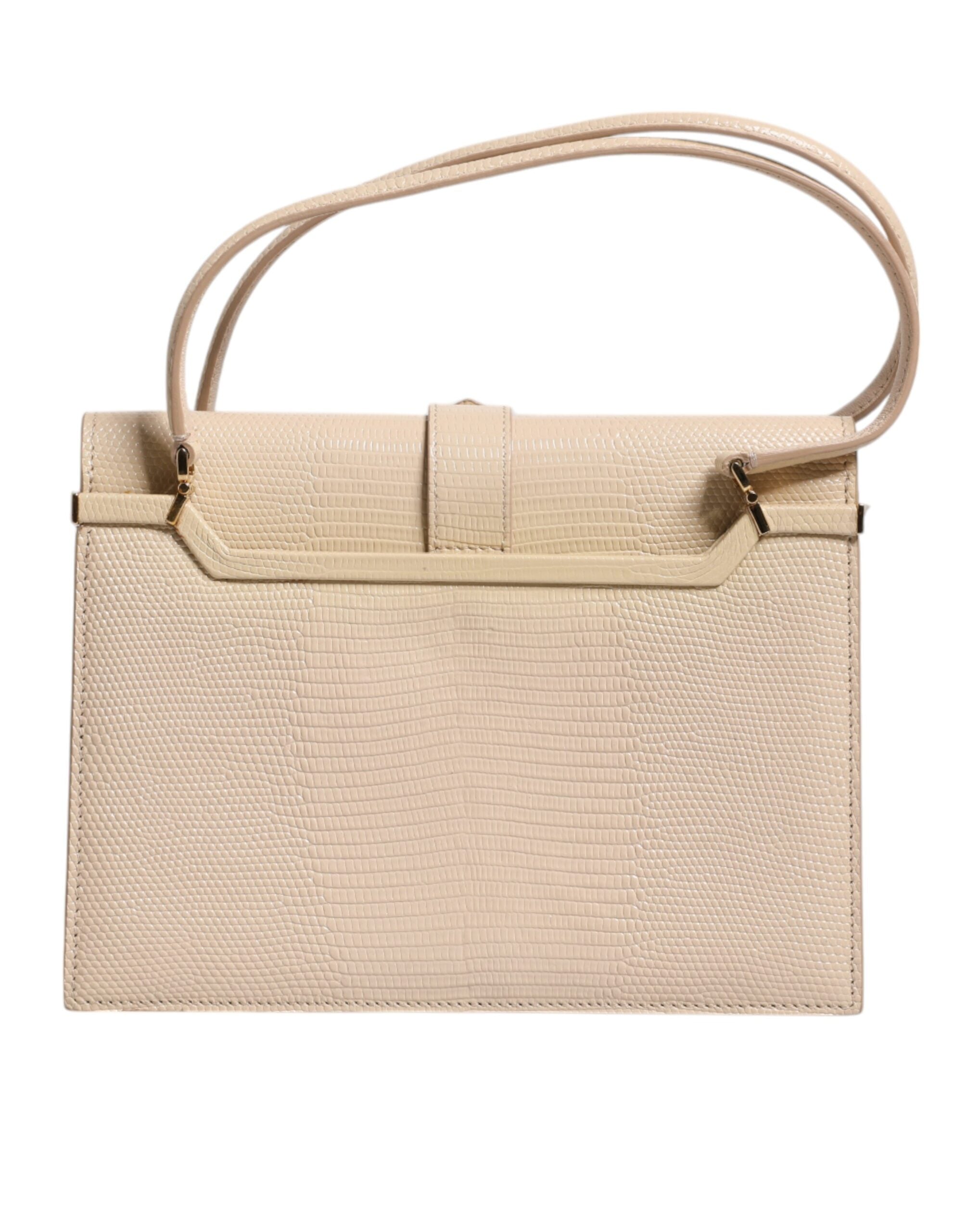 Beige läder Ingrid axelväska med topphandtag