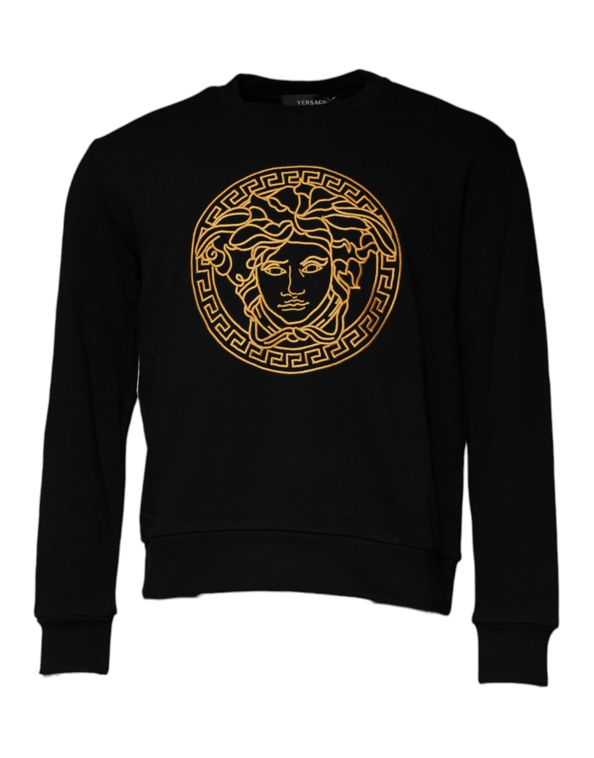 Svart Medusa-broderi genser med rund hals
