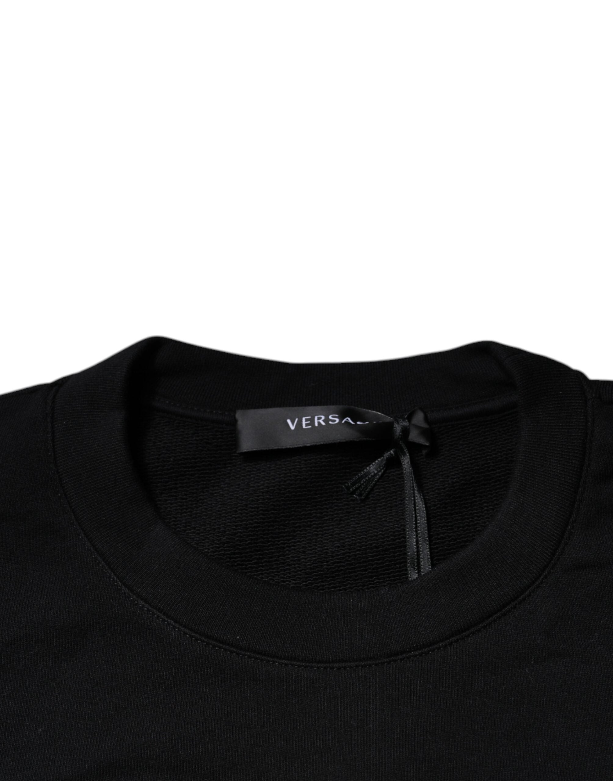 Svart Medusa-broderi genser med rund hals
