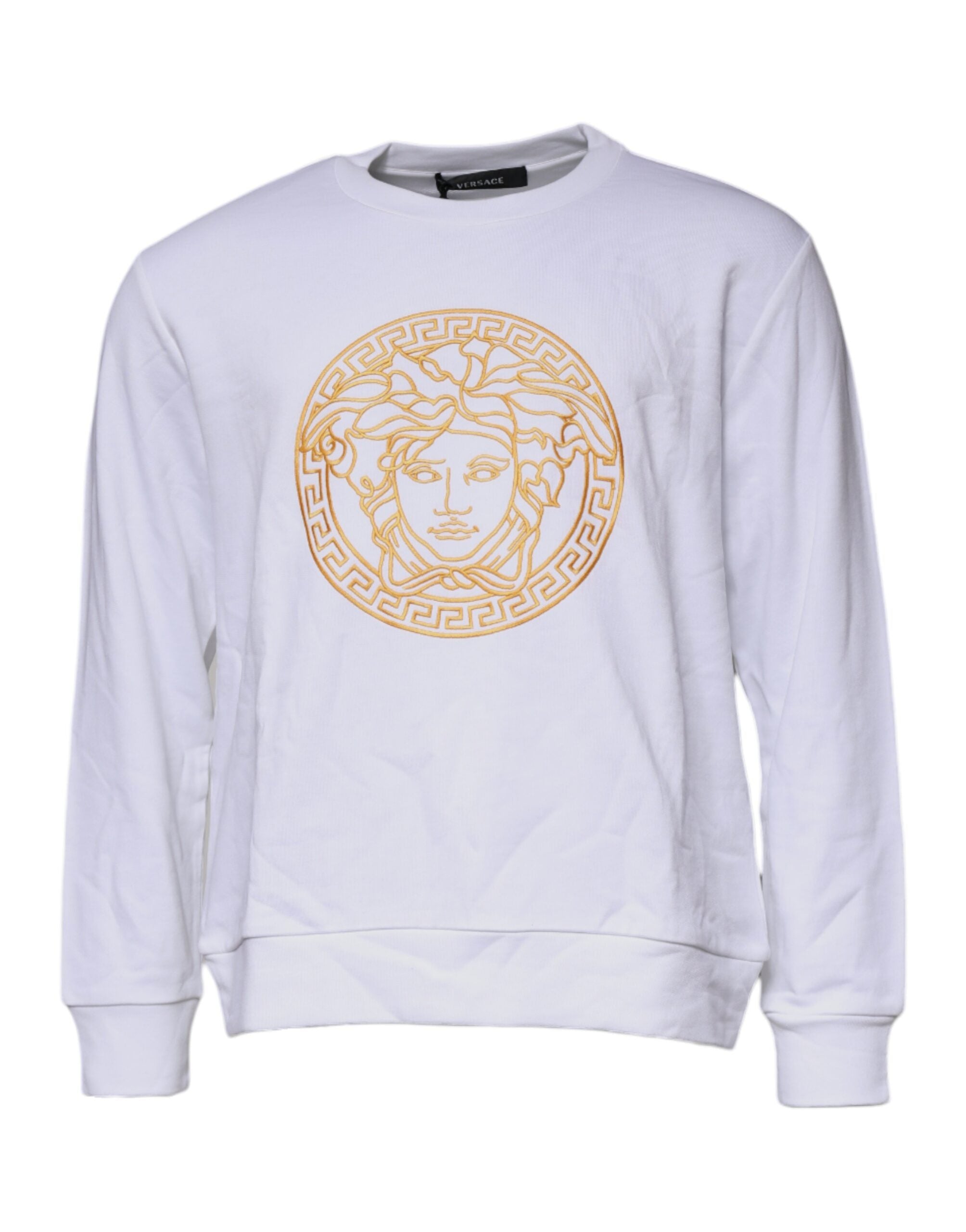 Hvit Medusa-broderi genser med rund hals