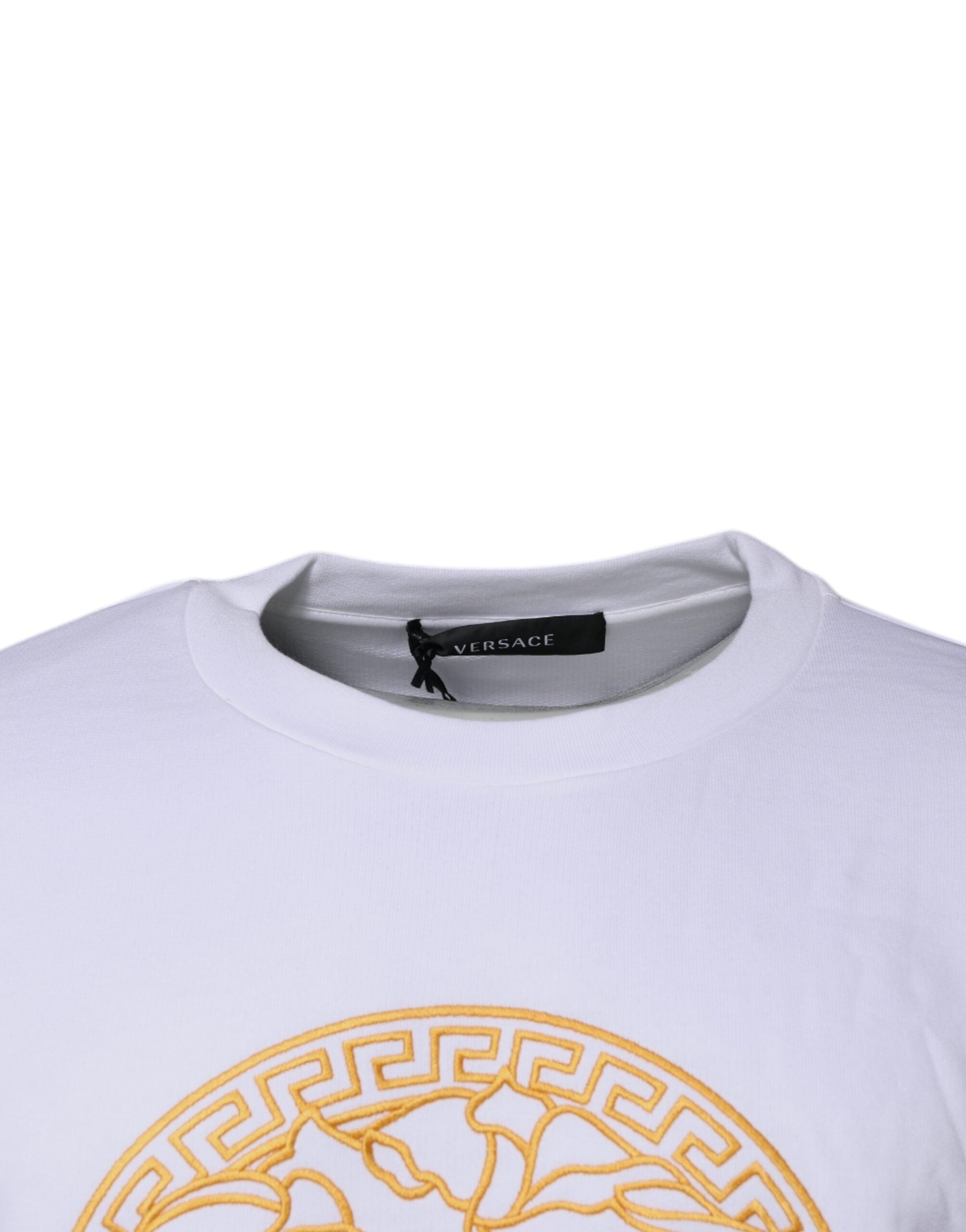 Hvit Medusa-broderi genser med rund hals