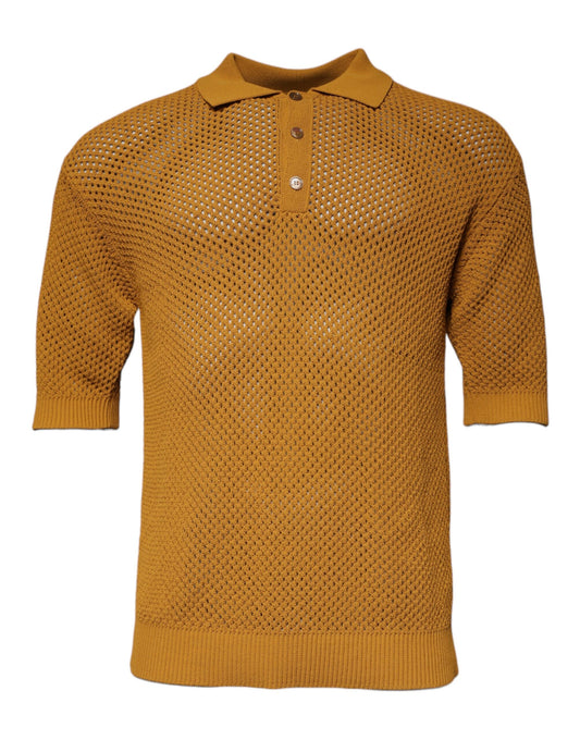 Dolce &amp; Gabbana Brun Perforerad Krage Kortärmad T-shirt