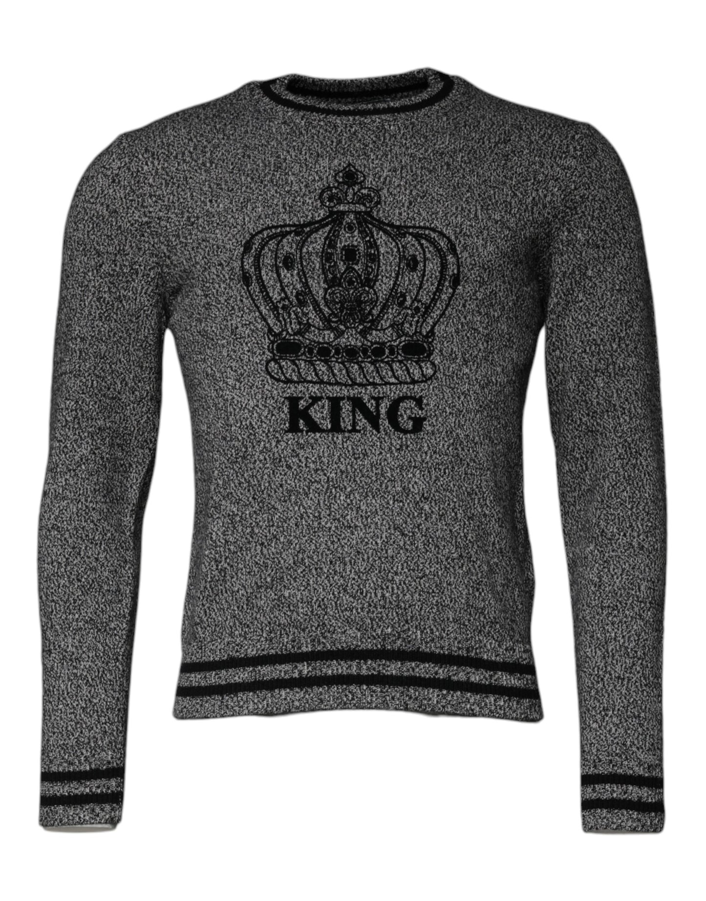 Dolce &amp; Gabbana Grå Crown King Cashmere Pullover-tröja