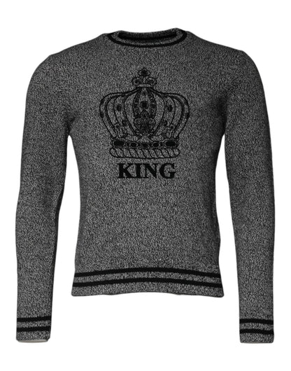 Dolce &amp; Gabbana Grå Crown King Cashmere Pullover-tröja