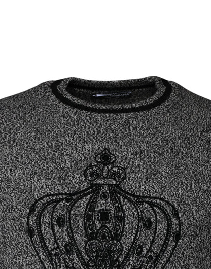 Dolce &amp; Gabbana Grå Crown King Cashmere Pullover-tröja