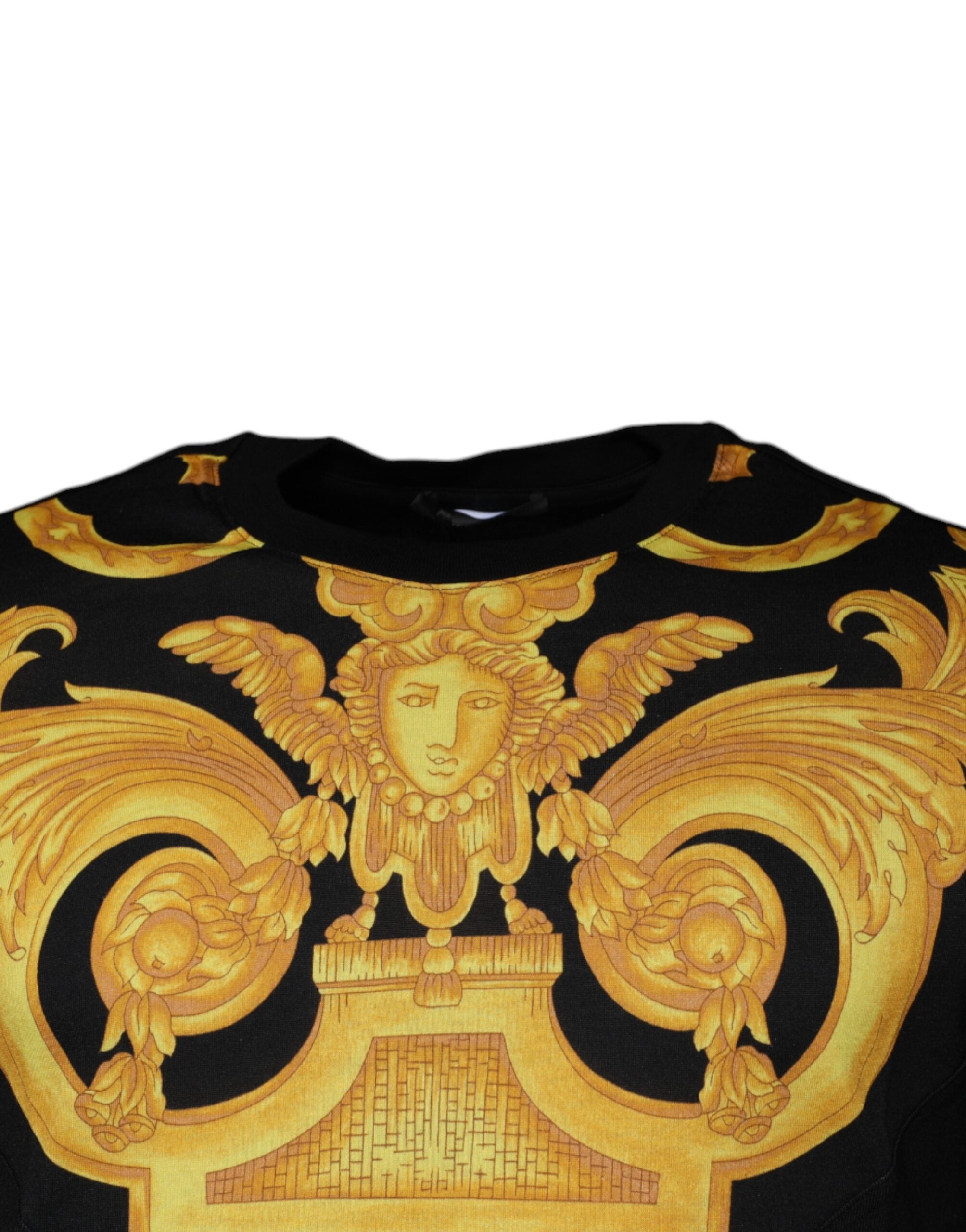 Svart Medusa-trykk bomulls-T-skjorte med rund hals