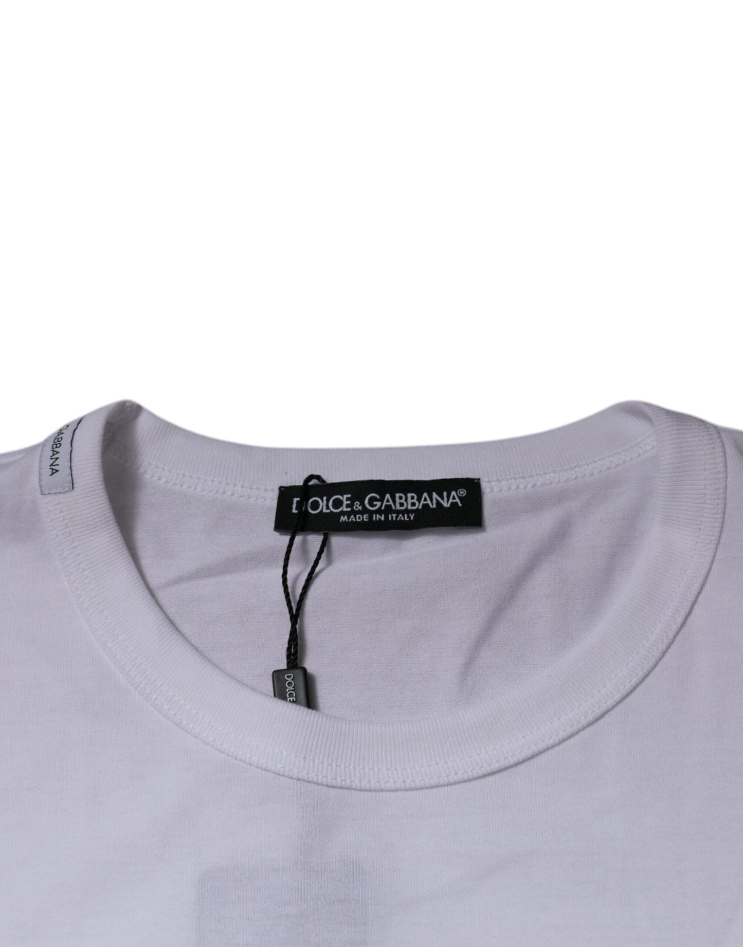 Dolce &amp; Gabbana Vit Panda King Bomulls-T-shirt med Rund Hals