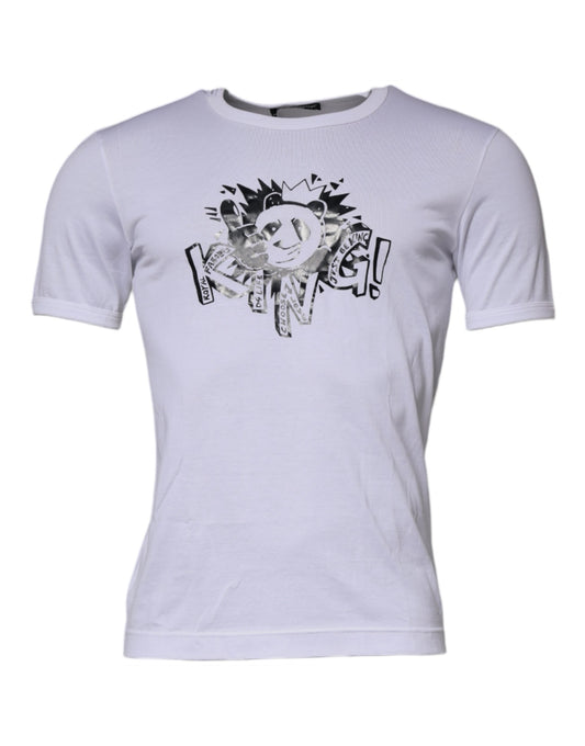 Dolce &amp; Gabbana Vit Panda King Bomulls-T-shirt med Rund Hals