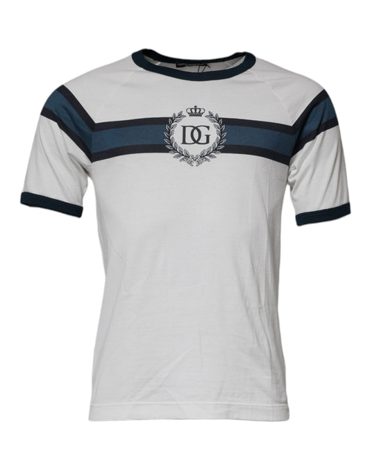 Dolce &amp; Gabbana Vit DG Crown Bomull Rund Hals T-shirt