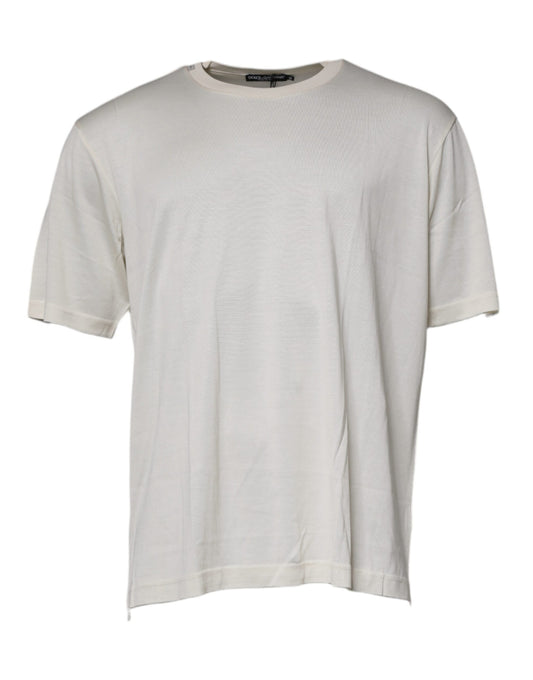 Dolce &amp; Gabbana Off White sidentröja med rund hals och kort ärm