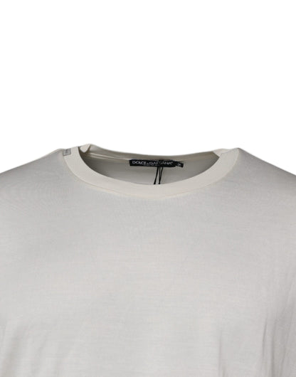 Dolce &amp; Gabbana Off White sidentröja med rund hals och kort ärm