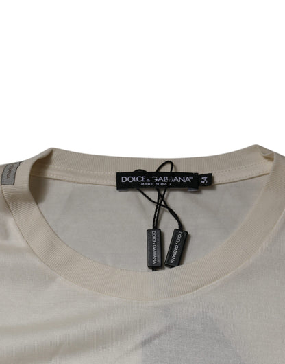 Dolce &amp; Gabbana Off White sidentröja med rund hals och kort ärm