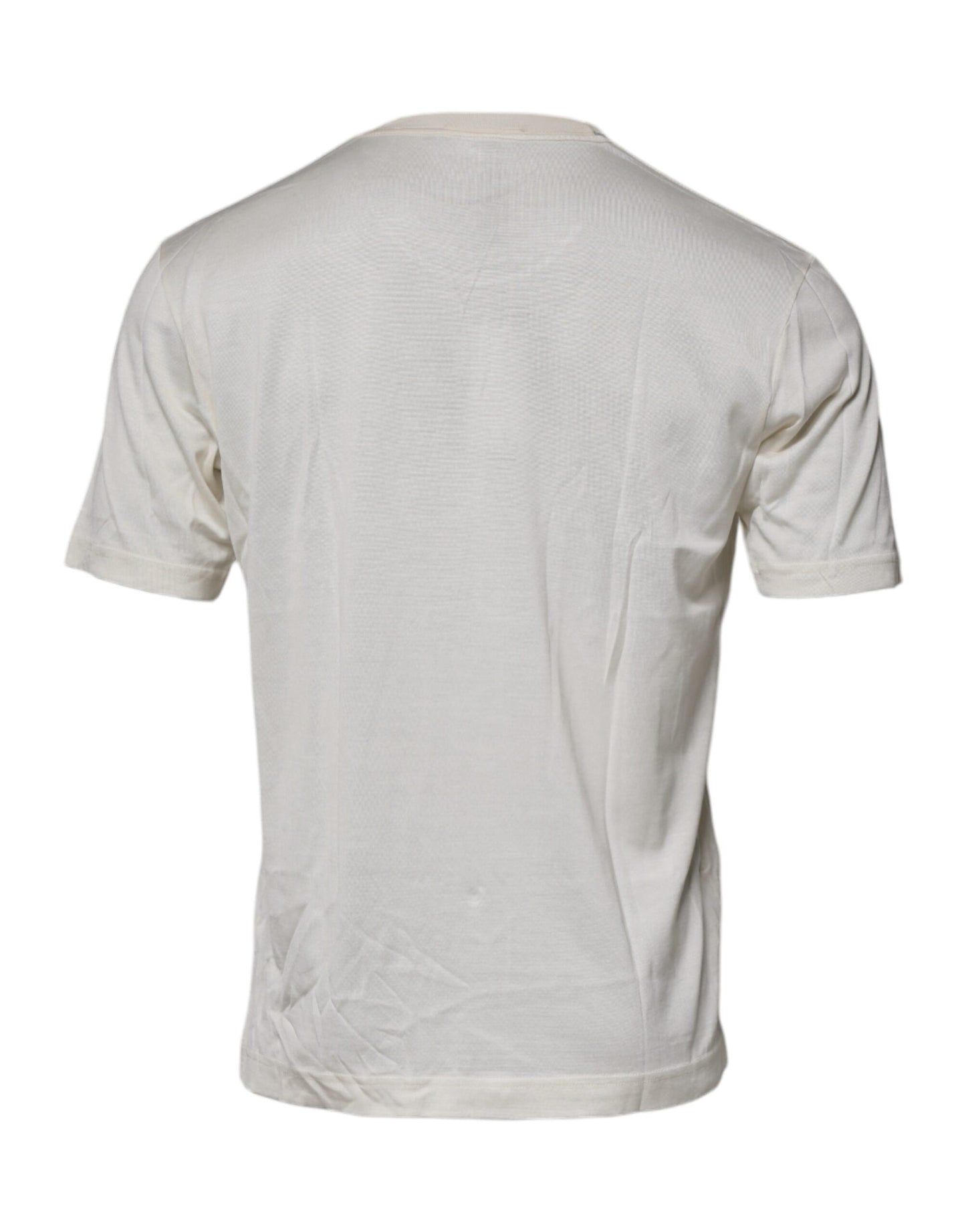 Dolce &amp; Gabbana Off White siden t-shirt med rund hals och kort ärm