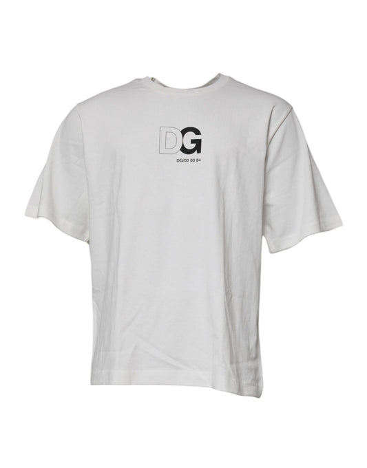 Dolce &amp; Gabbana Vit DG Logo Rundringad Kortärmad T-shirt