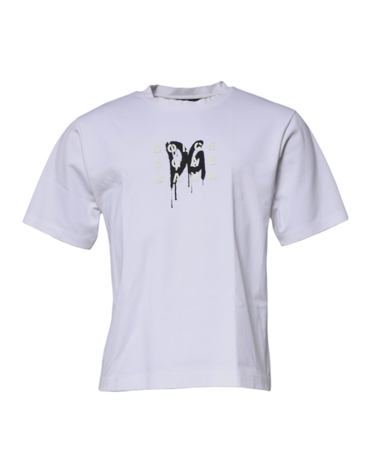 Dolce &amp; Gabbana Vit DG Logo Rundringad Kortärmad T-shirt