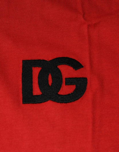 Dolce &amp; Gabbana Rød DG Logo Bomulls-T-skjorte med rund hals