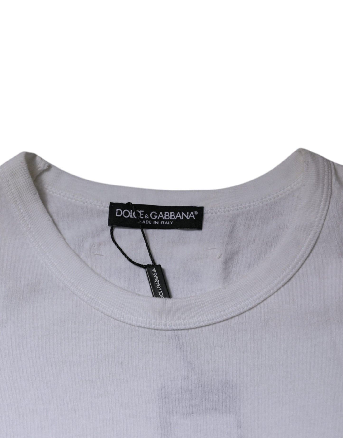 Dolce &amp; Gabbana Hvite Stripete Rund Hals Kortermet T-skjorte