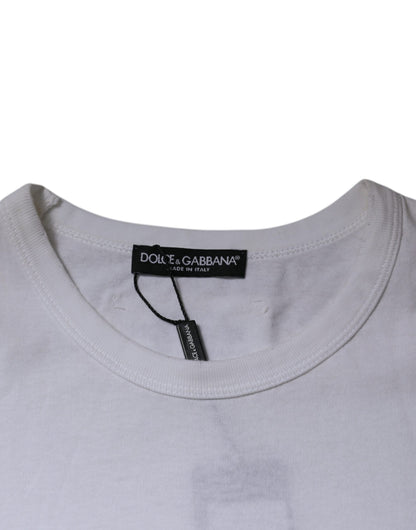 Dolce &amp; Gabbana Hvite Stripete Rund Hals Kortermet T-skjorte