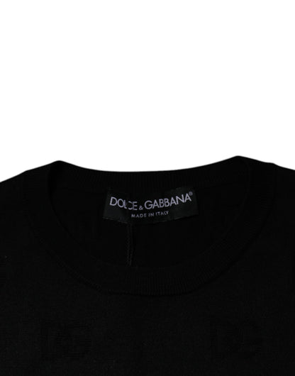 Dolce &amp; Gabbana Svart Silke Rund Hals Ermeløs T-skjorte