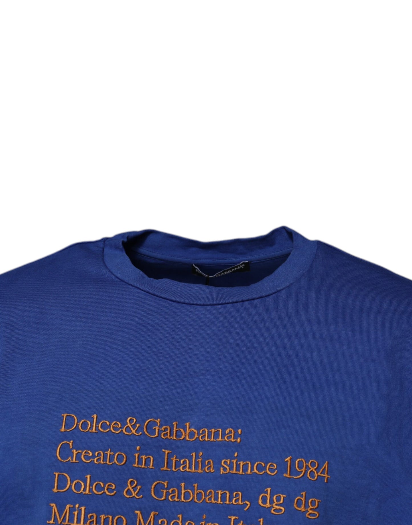 Dolce &amp; Gabbana Blå Grafisk Trykk Bomulls-T-skjorte med Rund Hals