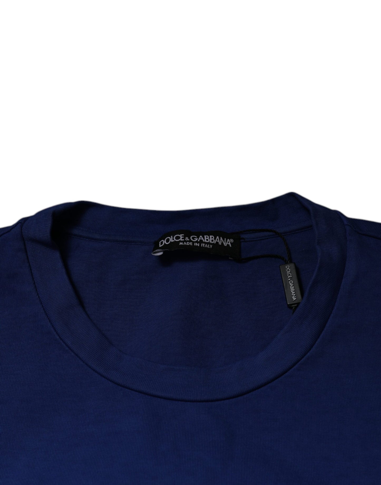Dolce &amp; Gabbana Blå Grafisk Trykk Bomulls-T-skjorte med Rund Hals
