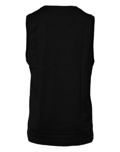 Dolce &amp; Gabbana Svart bomulls-T-skjorte med rund hals og ermeløs passform