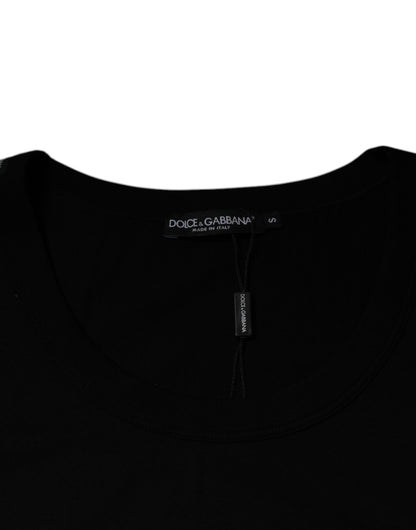 Dolce &amp; Gabbana Svart bomulls-T-skjorte med rund hals og ermeløs passform