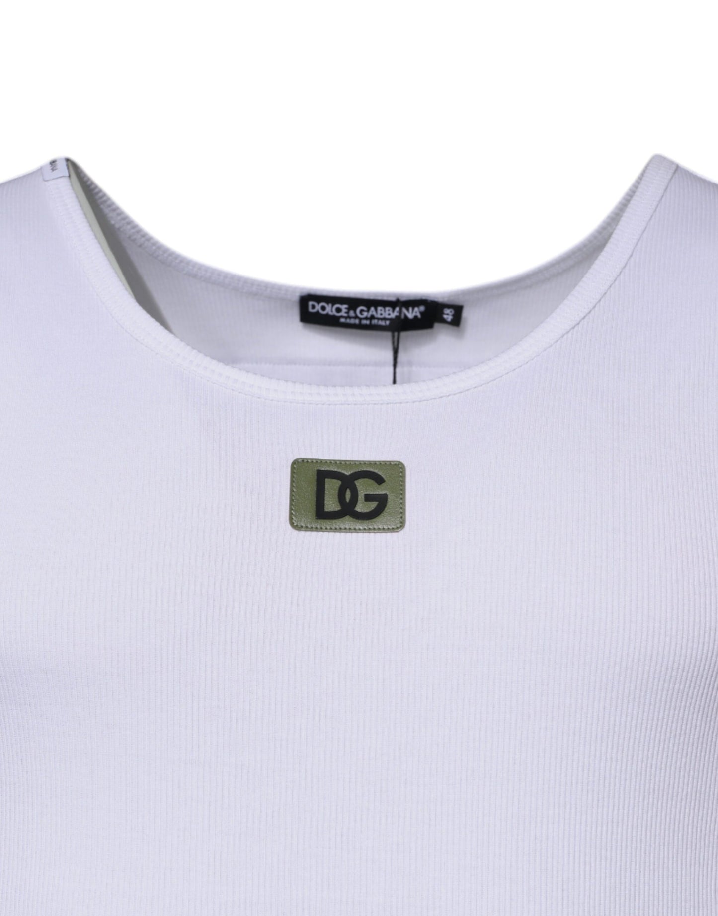 Dolce &amp; Gabbana Hvit bomulls-T-skjorte med rund hals og ermeløs passform