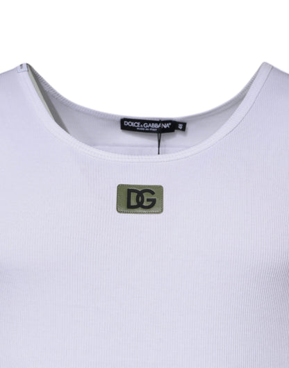 Dolce &amp; Gabbana Hvit bomulls-T-skjorte med rund hals og ermeløs passform