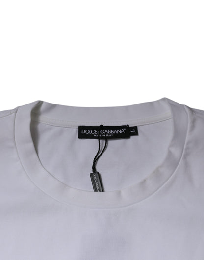 Dolce &amp; Gabbana Hvit DG Logo Bomulls-T-skjorte med rund hals