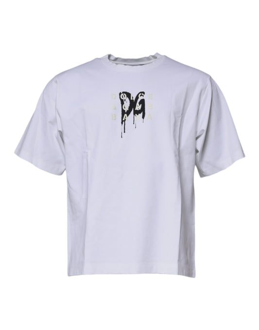 Dolce &amp; Gabbana Hvit DG Logo Bomulls-T-skjorte med rund hals