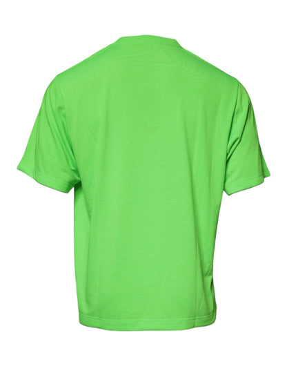 Dolce &amp; Gabbana Grønn DG Logo Bomulls-T-skjorte med rund hals