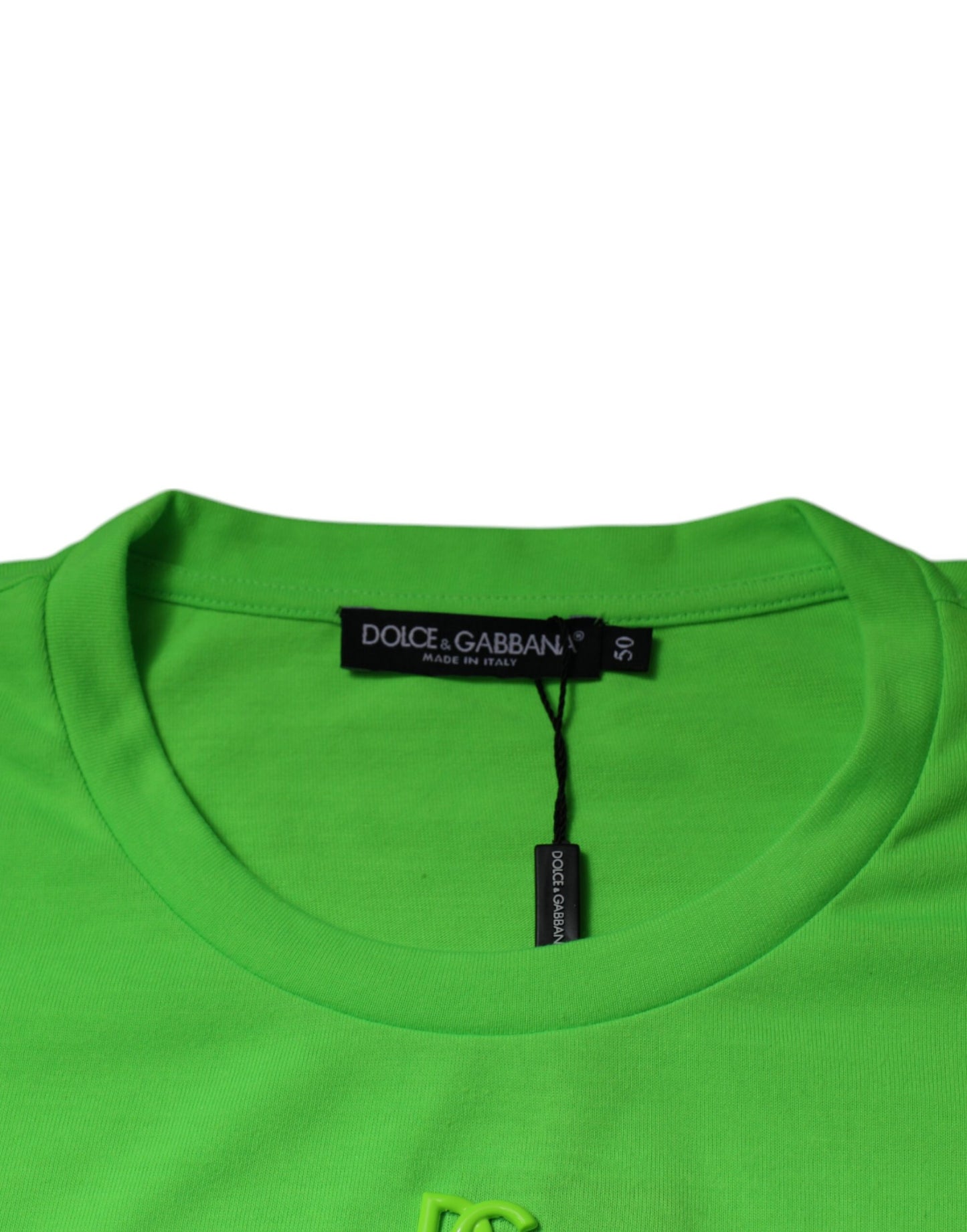 Dolce &amp; Gabbana Grønn DG Logo Bomulls-T-skjorte med rund hals