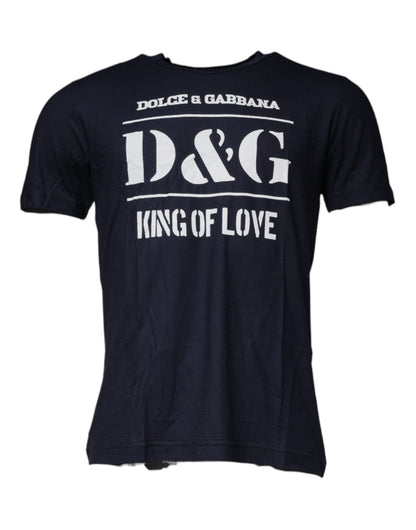 Dolce &amp; Gabbana Blå D&amp;G King Of Love Bomulls-T-skjorte med rund hals